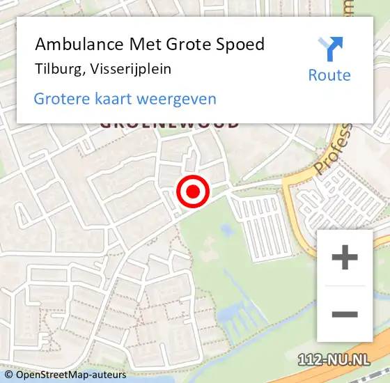 Locatie op kaart van de 112 melding: Ambulance Met Grote Spoed Naar Tilburg, Visserijplein op 10 januari 2019 21:03