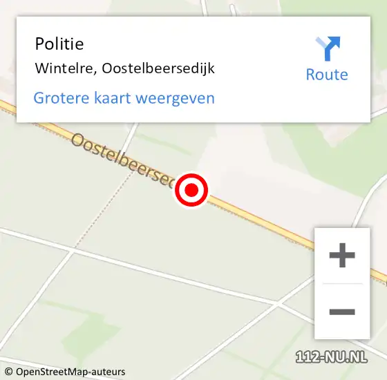 Locatie op kaart van de 112 melding: Politie Wintelre, Oostelbeersedijk op 10 januari 2019 21:07