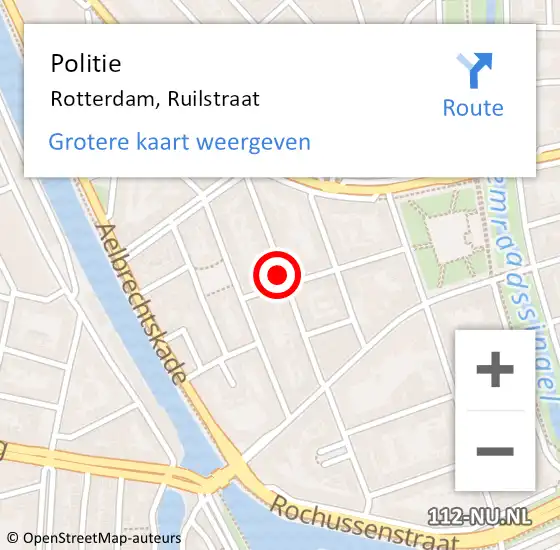 Locatie op kaart van de 112 melding: Politie Rotterdam, Ruilstraat op 10 januari 2019 21:17