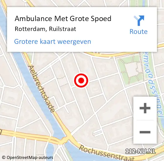 Locatie op kaart van de 112 melding: Ambulance Met Grote Spoed Naar Rotterdam, Ruilstraat op 10 januari 2019 21:18