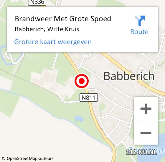 Locatie op kaart van de 112 melding: Brandweer Met Grote Spoed Naar Babberich, Witte Kruis op 10 januari 2019 21:30