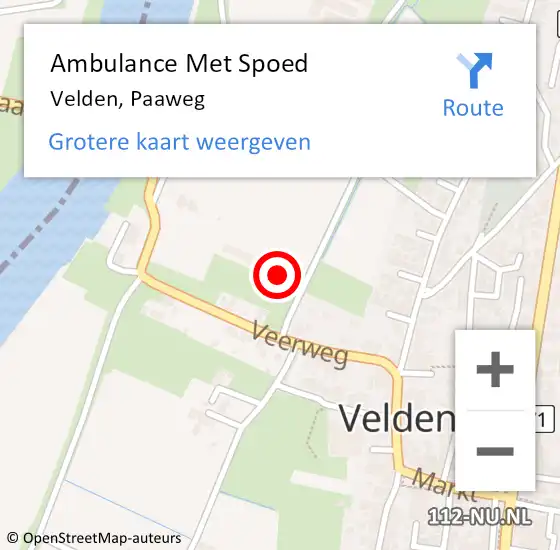 Locatie op kaart van de 112 melding: Ambulance Met Spoed Naar Velden, Paaweg op 20 maart 2014 10:37