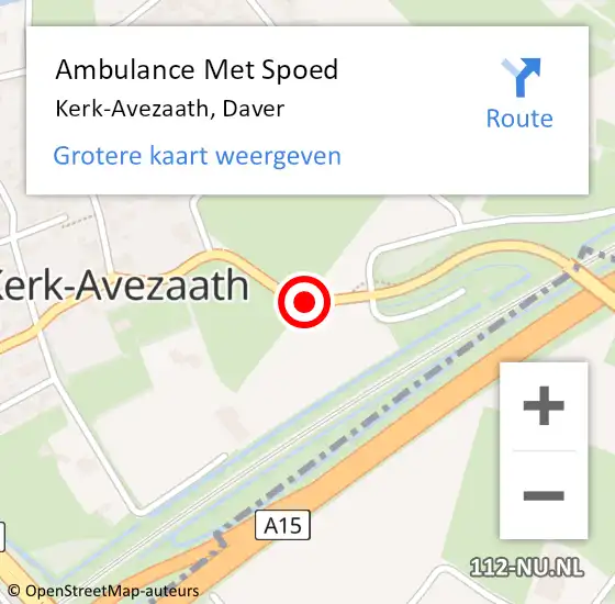 Locatie op kaart van de 112 melding: Ambulance Met Spoed Naar Kerk-Avezaath, Daver op 10 januari 2019 23:08