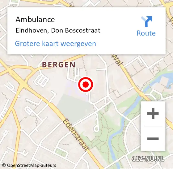 Locatie op kaart van de 112 melding: Ambulance Eindhoven, Don Boscostraat op 10 januari 2019 23:53