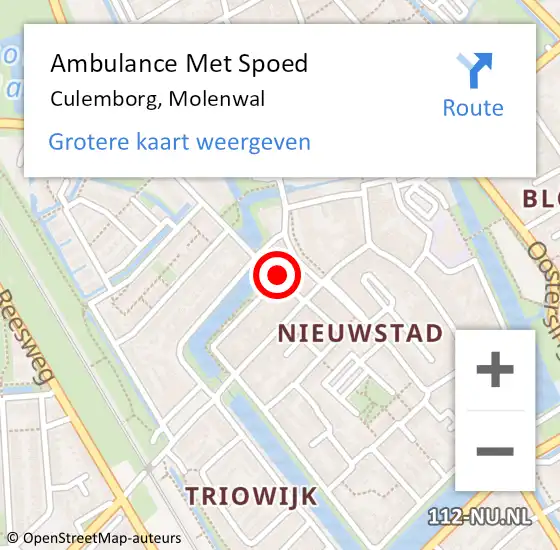 Locatie op kaart van de 112 melding: Ambulance Met Spoed Naar Culemborg, Molenwal op 11 januari 2019 00:33