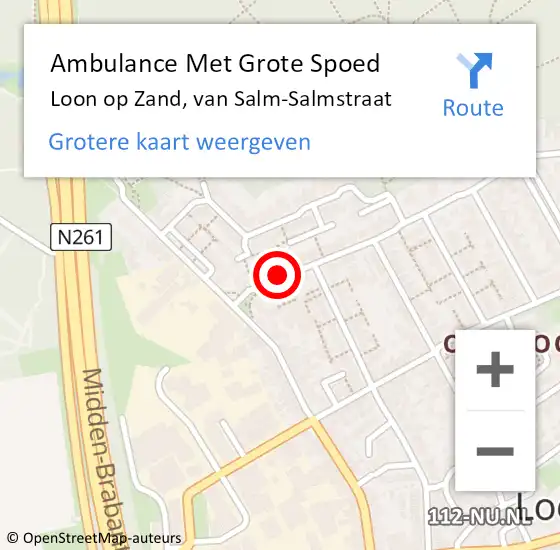 Locatie op kaart van de 112 melding: Ambulance Met Grote Spoed Naar Loon op Zand, van Salm-Salmstraat op 11 januari 2019 04:01