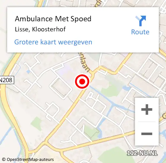 Locatie op kaart van de 112 melding: Ambulance Met Spoed Naar Lisse, Kloosterhof op 11 januari 2019 05:23