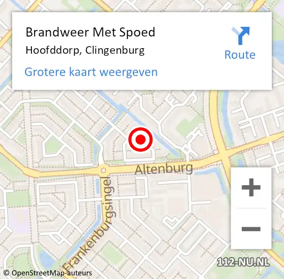 Locatie op kaart van de 112 melding: Brandweer Met Spoed Naar Hoofddorp, Clingenburg op 11 januari 2019 07:47