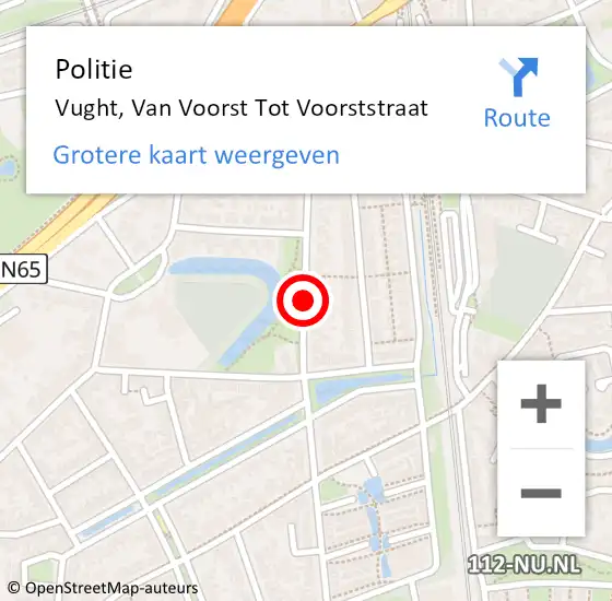 Locatie op kaart van de 112 melding: Politie Vught, Van Voorst Tot Voorststraat op 11 januari 2019 08:18