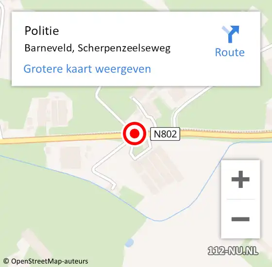 Locatie op kaart van de 112 melding: Politie Barneveld, Scherpenzeelseweg op 11 januari 2019 08:34