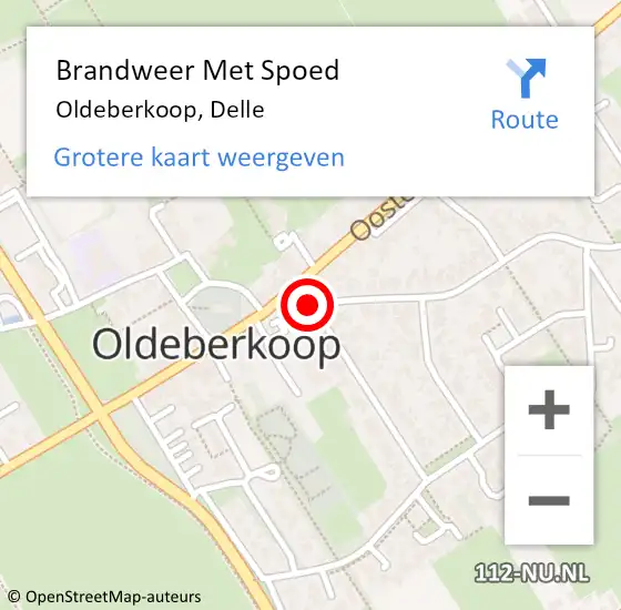 Locatie op kaart van de 112 melding: Brandweer Met Spoed Naar Oldeberkoop, Delle op 11 januari 2019 08:41