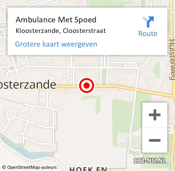 Locatie op kaart van de 112 melding: Ambulance Met Spoed Naar Kloosterzande, Cloosterstraat op 11 januari 2019 09:13