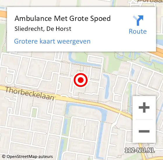 Locatie op kaart van de 112 melding: Ambulance Met Grote Spoed Naar Sliedrecht, De Horst op 11 januari 2019 09:38