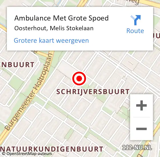 Locatie op kaart van de 112 melding: Ambulance Met Grote Spoed Naar Oosterhout, Melis Stokelaan op 11 januari 2019 09:47