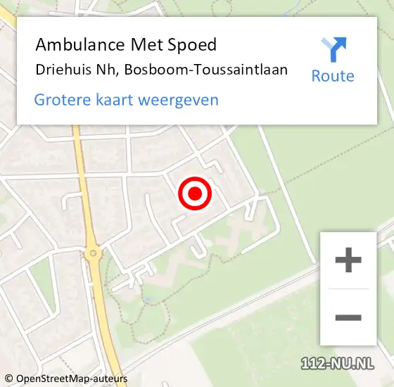 Locatie op kaart van de 112 melding: Ambulance Met Spoed Naar Driehuis Nh, Bosboom-Toussaintlaan op 11 januari 2019 09:56