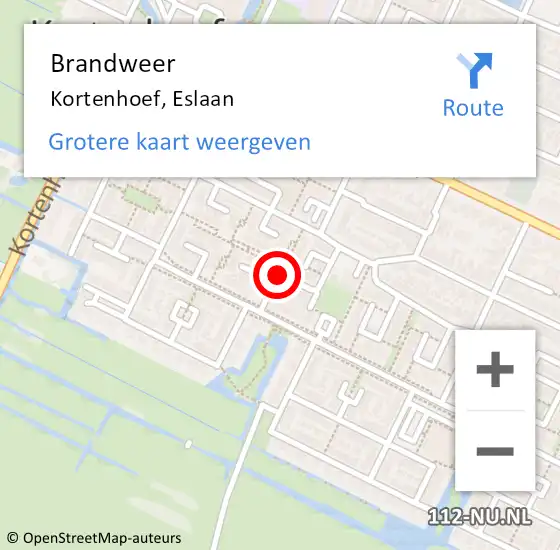 Locatie op kaart van de 112 melding: Brandweer Kortenhoef, Eslaan op 11 januari 2019 11:02