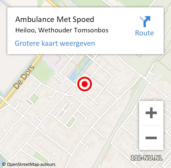 Locatie op kaart van de 112 melding: Ambulance Met Spoed Naar Heiloo, Wethouder Tomsonbos op 11 januari 2019 11:40