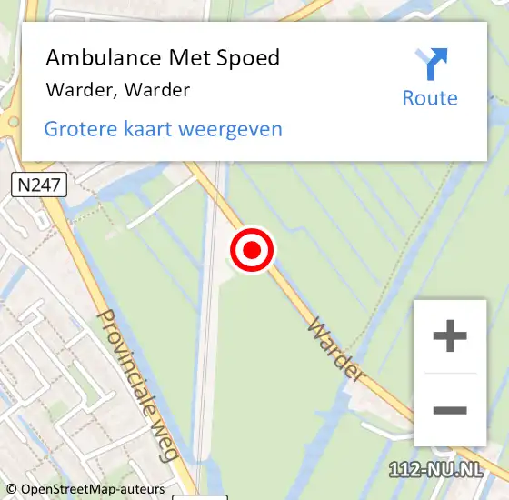 Locatie op kaart van de 112 melding: Ambulance Met Spoed Naar Warder, Warder op 11 januari 2019 12:01