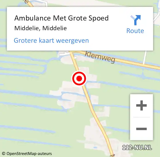 Locatie op kaart van de 112 melding: Ambulance Met Grote Spoed Naar Middelie, Middelie op 11 januari 2019 12:01
