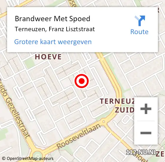 Locatie op kaart van de 112 melding: Brandweer Met Spoed Naar Terneuzen, Franz Lisztstraat op 11 januari 2019 12:39