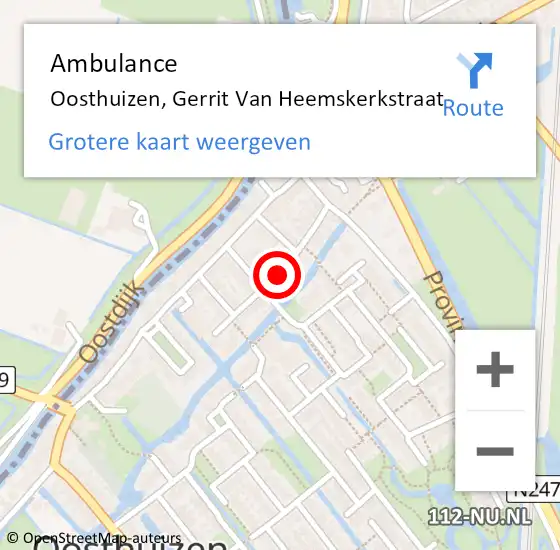 Locatie op kaart van de 112 melding: Ambulance Oosthuizen, Gerrit van Heemskerkstr op 11 januari 2019 12:44