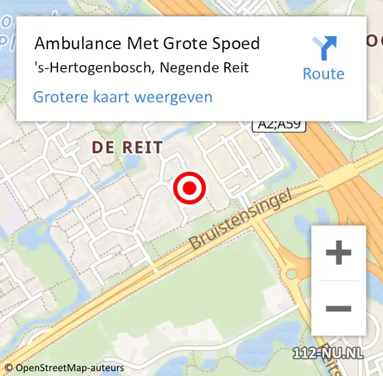 Locatie op kaart van de 112 melding: Ambulance Met Grote Spoed Naar 's-Hertogenbosch, Negende Reit op 11 januari 2019 12:48