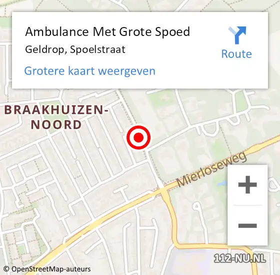 Locatie op kaart van de 112 melding: Ambulance Met Grote Spoed Naar Geldrop, Spoelstraat op 11 januari 2019 12:57