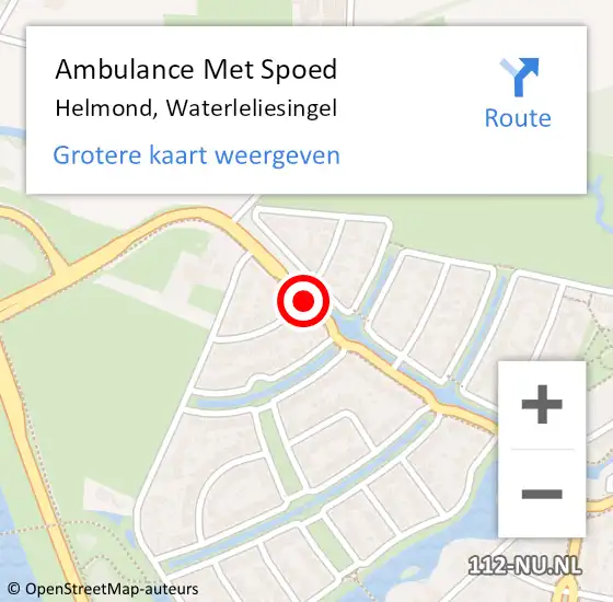 Locatie op kaart van de 112 melding: Ambulance Met Spoed Naar Helmond, Waterleliesingel op 11 januari 2019 14:11