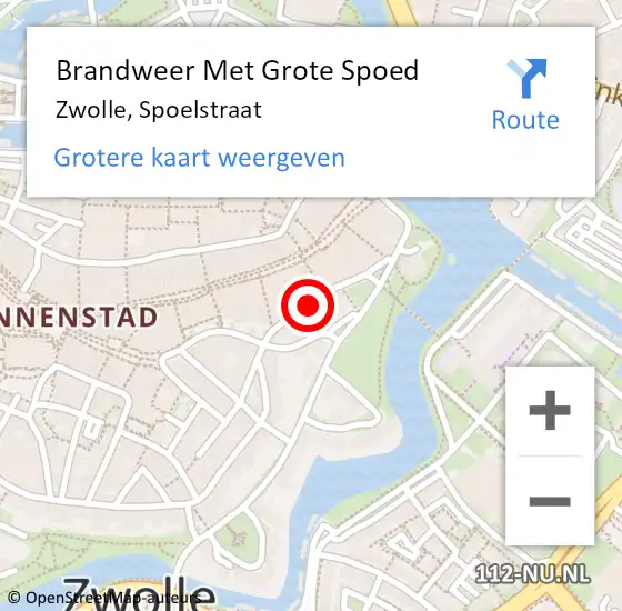 Locatie op kaart van de 112 melding: Brandweer Met Grote Spoed Naar Zwolle, Spoelstraat op 11 januari 2019 14:11