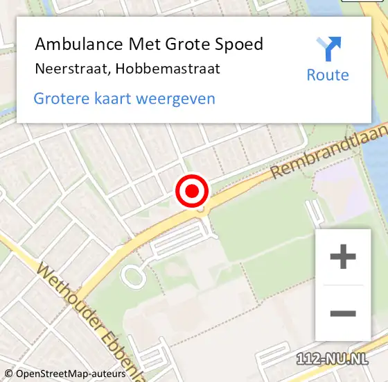 Locatie op kaart van de 112 melding: Ambulance Met Grote Spoed Naar Neerstraat, Hobbemastraat op 11 januari 2019 14:13