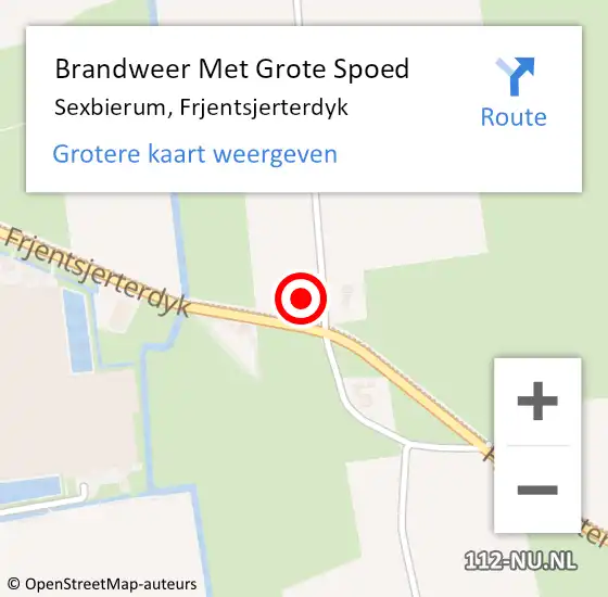 Locatie op kaart van de 112 melding: Brandweer Met Grote Spoed Naar Sexbierum, Frjentsjerterdyk op 20 maart 2014 11:09