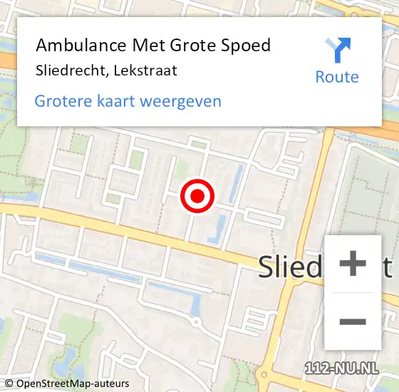 Locatie op kaart van de 112 melding: Ambulance Met Grote Spoed Naar Sliedrecht, Lekstraat op 11 januari 2019 14:27