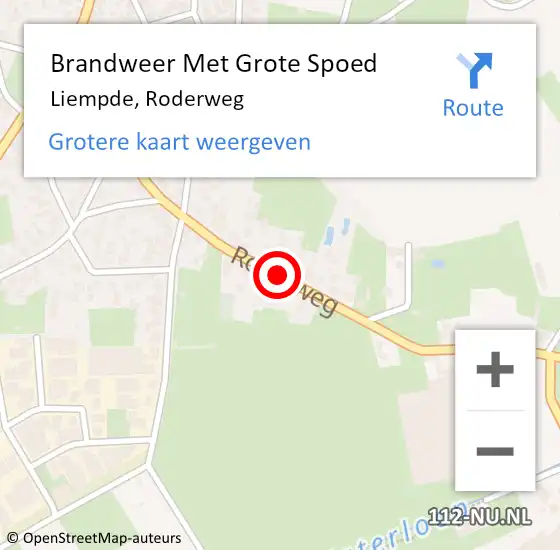 Locatie op kaart van de 112 melding: Brandweer Met Grote Spoed Naar Liempde, Roderweg op 11 januari 2019 14:46