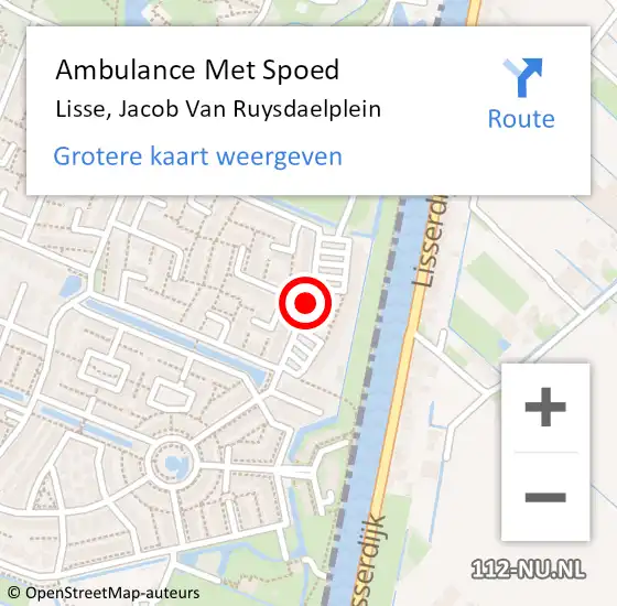 Locatie op kaart van de 112 melding: Ambulance Met Spoed Naar Lisse, Jacob Van Ruysdaelplein op 11 januari 2019 15:33