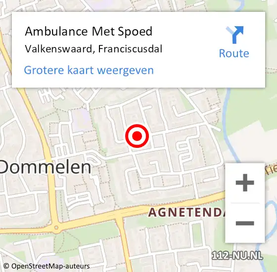 Locatie op kaart van de 112 melding: Ambulance Met Spoed Naar Valkenswaard, Franciscusdal op 11 januari 2019 17:36