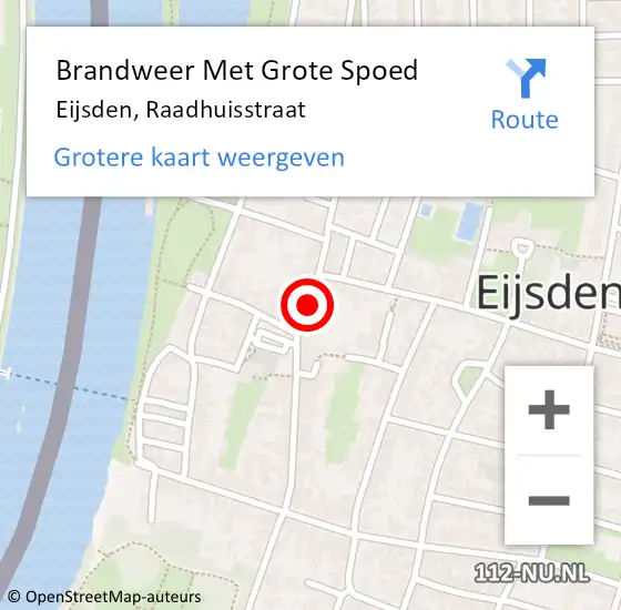 Locatie op kaart van de 112 melding: Brandweer Met Grote Spoed Naar Eijsden, Raadhuisstraat op 11 januari 2019 17:39