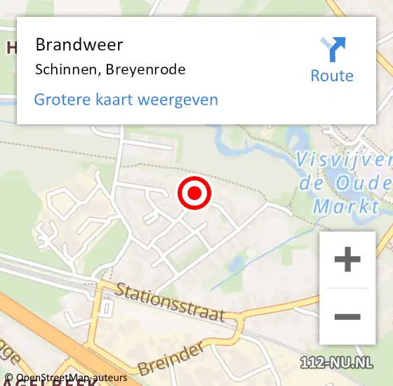 Locatie op kaart van de 112 melding: Brandweer Schinnen, Breyenrode op 20 maart 2014 11:24