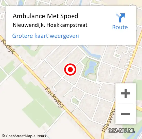 Locatie op kaart van de 112 melding: Ambulance Met Spoed Naar Nieuwendijk, Hoekkampstraat op 11 januari 2019 18:31