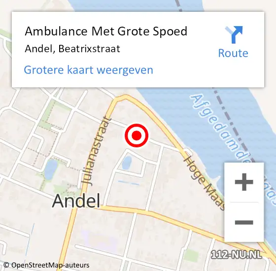 Locatie op kaart van de 112 melding: Ambulance Met Grote Spoed Naar Andel, Beatrixstraat op 11 januari 2019 19:30