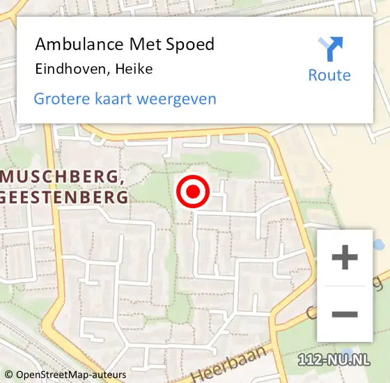 Locatie op kaart van de 112 melding: Ambulance Met Spoed Naar Eindhoven, Heike op 11 januari 2019 19:50