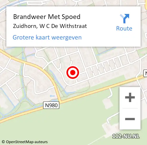 Locatie op kaart van de 112 melding: Brandweer Met Spoed Naar Zuidhorn, W C De Withstraat op 11 januari 2019 19:51