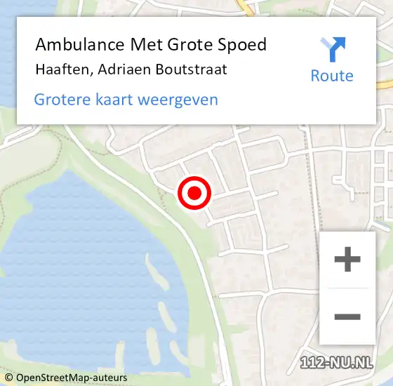 Locatie op kaart van de 112 melding: Ambulance Met Grote Spoed Naar Haaften, Adriaen Boutstraat op 11 januari 2019 21:05