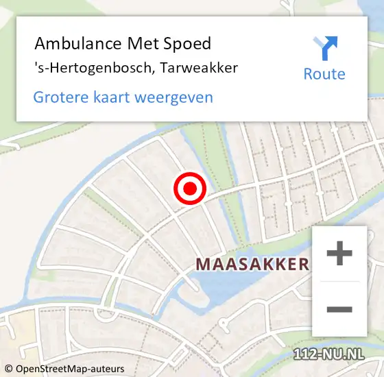 Locatie op kaart van de 112 melding: Ambulance Met Spoed Naar 's-Hertogenbosch, Tarweakker op 11 januari 2019 22:24