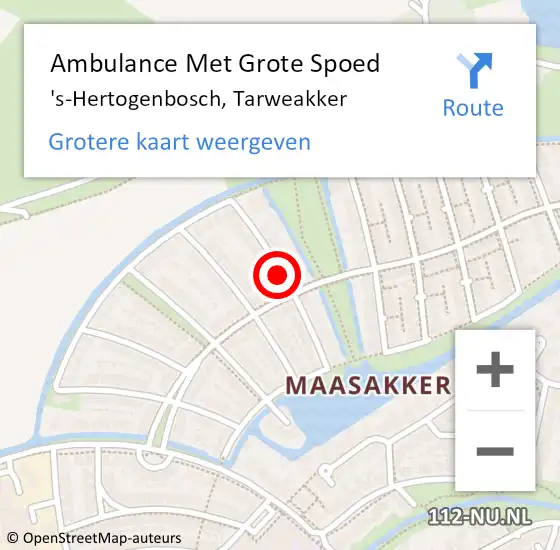 Locatie op kaart van de 112 melding: Ambulance Met Grote Spoed Naar 's-Hertogenbosch, Tarweakker op 11 januari 2019 22:26