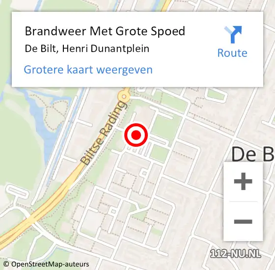 Locatie op kaart van de 112 melding: Brandweer Met Grote Spoed Naar De Bilt, Henri Dunantplein op 11 januari 2019 22:31