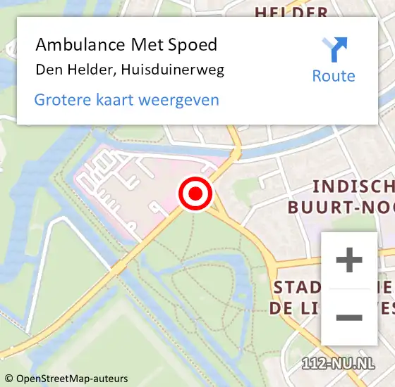 Locatie op kaart van de 112 melding: Ambulance Met Spoed Naar Den Helder, Huisduinerweg op 11 januari 2019 23:23