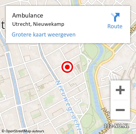 Locatie op kaart van de 112 melding: Ambulance Utrecht, Nieuwekamp op 20 maart 2014 11:47