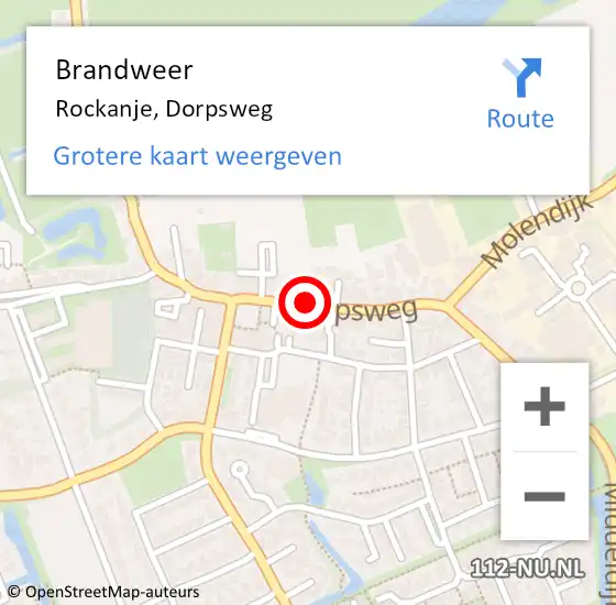 Locatie op kaart van de 112 melding: Brandweer Rockanje, Dorpsweg op 12 januari 2019 01:45