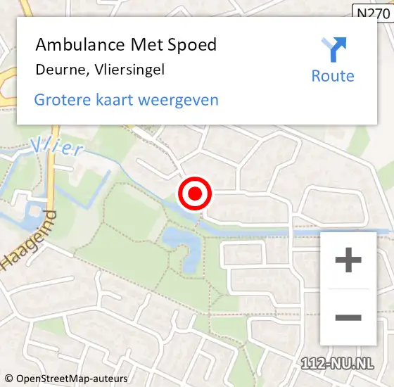 Locatie op kaart van de 112 melding: Ambulance Met Spoed Naar Deurne, Vliersingel op 12 januari 2019 01:47