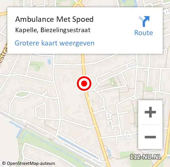 Locatie op kaart van de 112 melding: Ambulance Met Spoed Naar Kapelle, Biezelingsestraat op 12 januari 2019 02:40